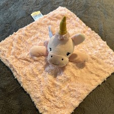 Dream Kids Pink Unicorn Lovey Plush Baby Security Blanket Gold Colored Horn