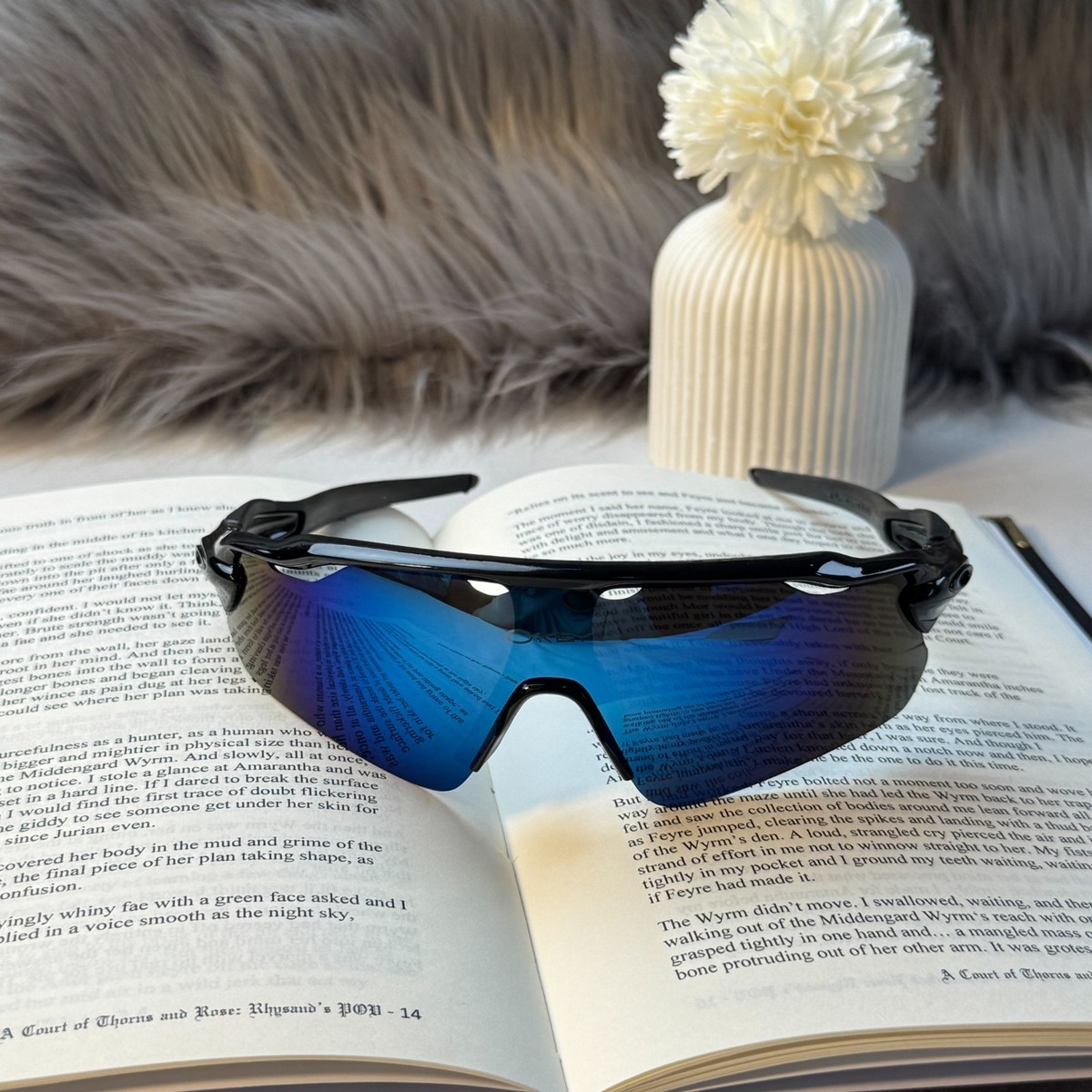 Oakley Radar EV Style Sunglasses Blue Reflective Lens Black Frame