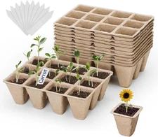 10 Packs Peat Pots, 120Pcs Seed Starter Tray Kit with 120Pcs Plant Labels, Biode