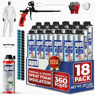 apel Spray Foam Insulation Kit (18 x 32.80 oz./360 Bd ft) Heat and Acoustic Insu