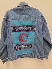 PENDLETON WESTERN WEAR Denim Jacket WOOL Native AMERICAN Pattern Size Mens L