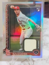 2025 Topps Series 2 Game Used Patch Rookie Silver Holo Foil Thomas Saggese #463