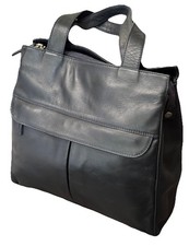 ENNY-ICONIC ITALIAN VINTAGE-DARKEST NAVY SOFT LEATHER-GRAB BAG -PRISTINE .