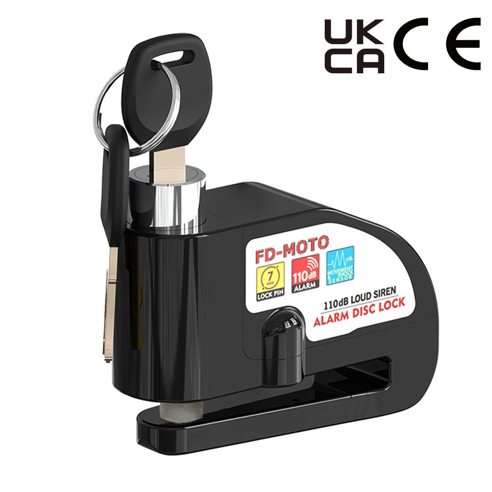FD-MOTO UKCA & CE Approved Motorbike Alarm Disc Lock Motorcycle Security Cable