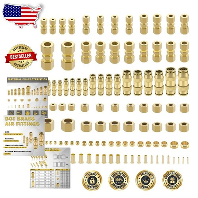 #ad Heavy Duty 179pc DOT Push Lock amp; Brass Compression Fittings $106.65