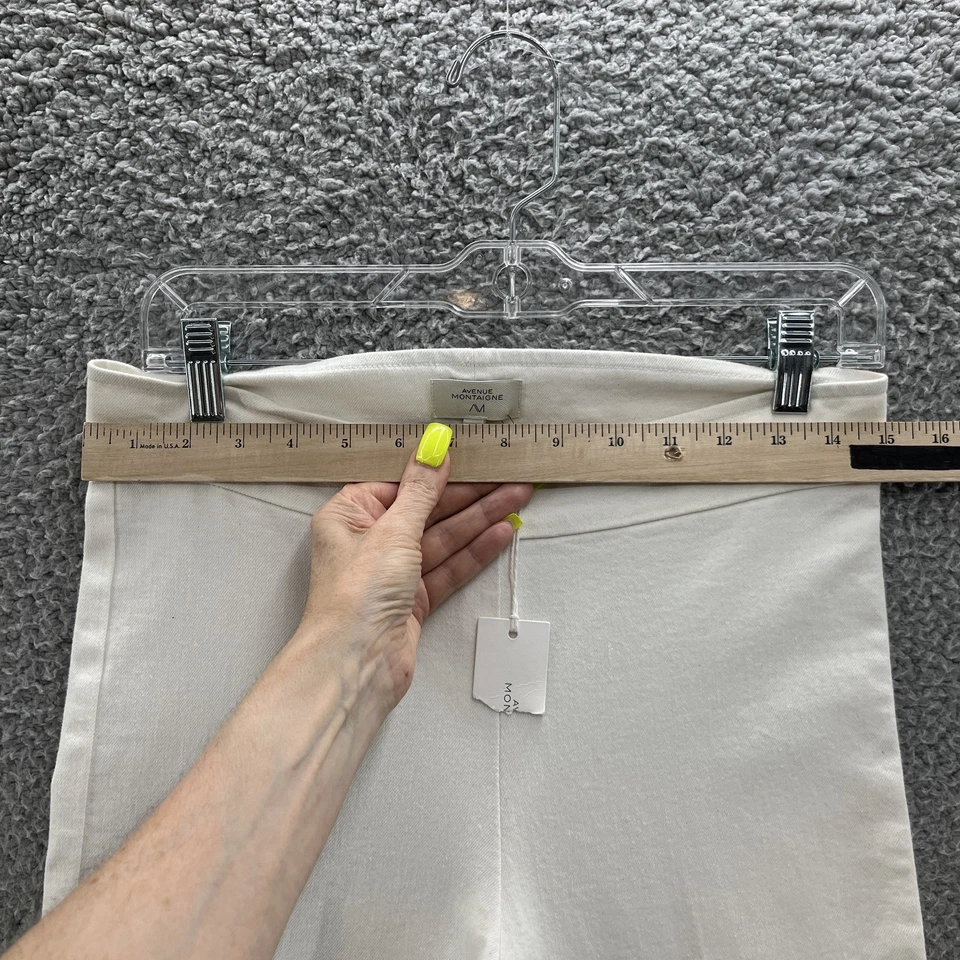 Pantalones Avenue Montaigne para mujer 2 blancos Bellini acampanados tiro alto elásticos boho EE. UU. Foto 4 de 4