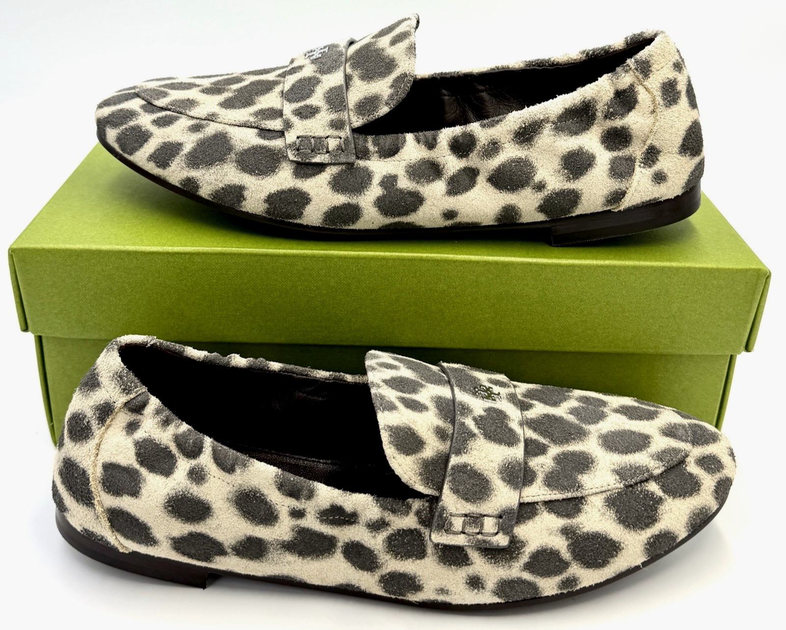 TORY BURCH~Cheetah Suede Ballet Loafer ~ Mini T Silver Logo Sz 10 NIB *SOLD OUT*
