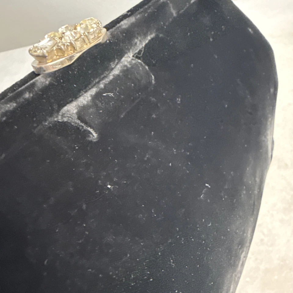 Cartera sin asas vintage de terciopelo negro Garay Art Deco para damas Foto 3 de 4