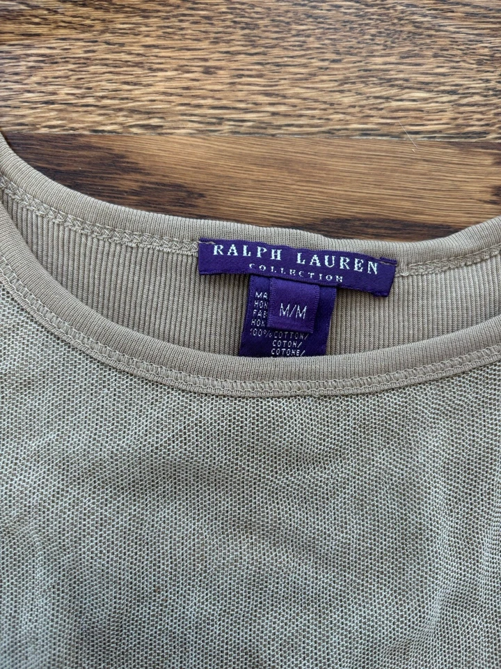 Colección Ralph Lauren Etiqueta Púrpura Beige Malla Tanque Forro Algodón Medio Foto 3 de 4