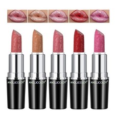 5pcs Glitter Lipstick - Metallic Finish,  For...