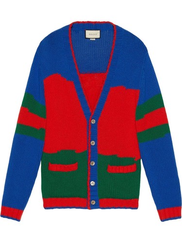 GUCCI MENS SWEATER OVERSIZED COLORBLOCK KNITTED CARDIGAN $1,350 sz L Large - Picture 17 of 20