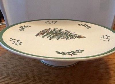 RARE Hard To Find VNTG Spode Christmas Tree Pedestal Cake Stand 10.5 In Diameter