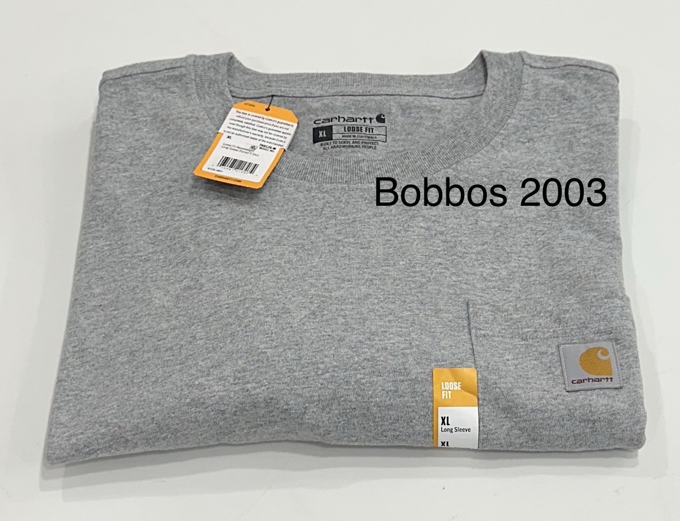 Carhartt Men's Loose Fit Long-Sleeve Pocket T-Shirt, Heather Gray, Size XL