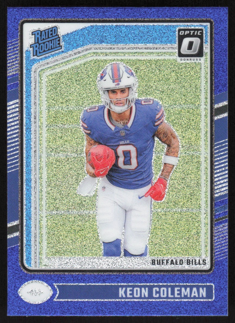2024 DONRUSS OPTIC BLUE GLITTER KEON COLEMAN RC SSP BUFFALO BILLS #263 CASE HIT