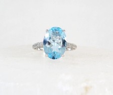 Vintage Sterling Silver 925 Natural Heated Blue Topaz Dainty Ring Size 7