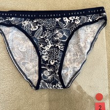 Victoria s Secret Xs Navy Blue Floral Cotton Bikini Panties
