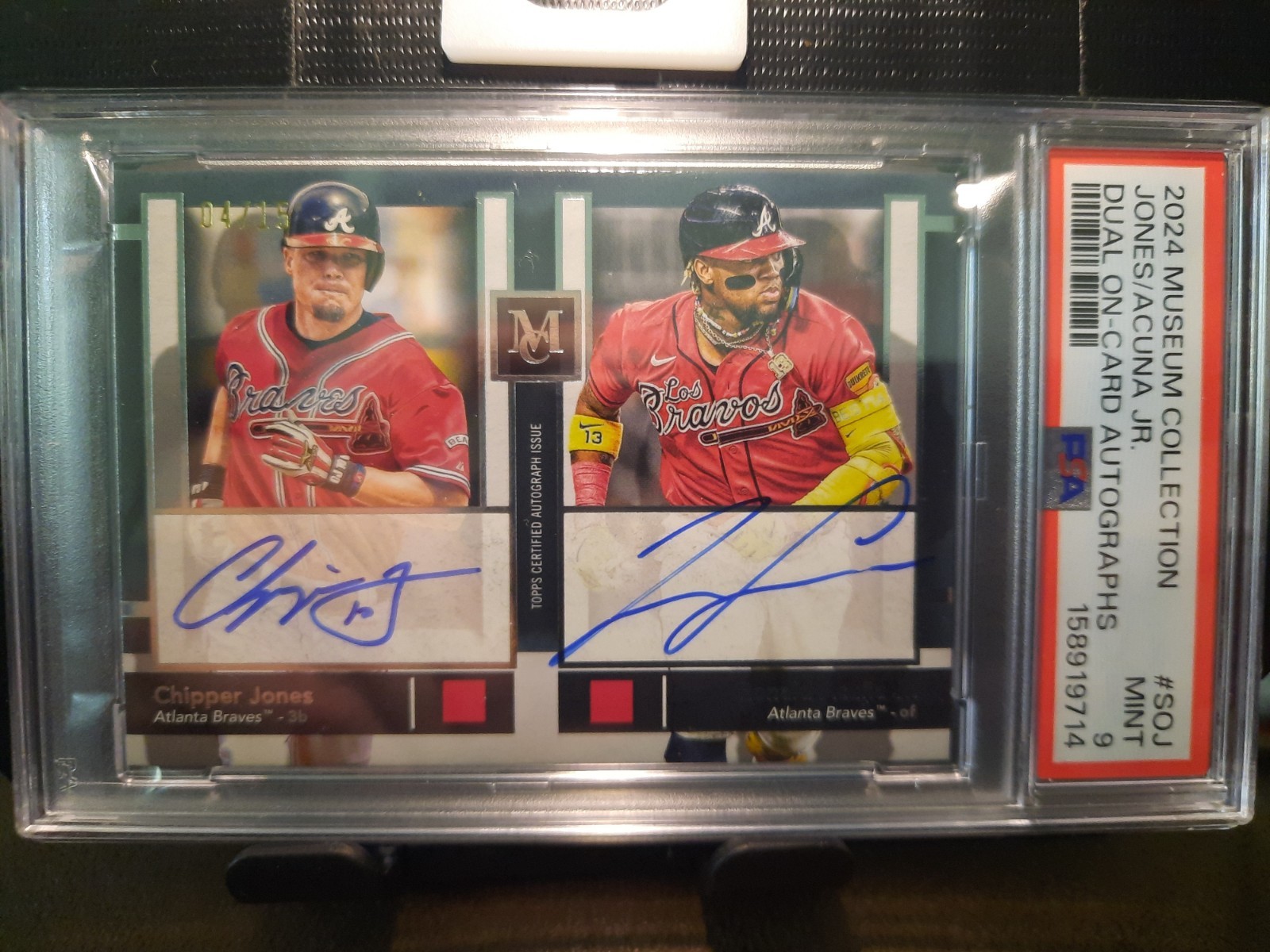 RONALD ACUNA JR./CHIPPER JONES 2024 Topps Museum Dual On-Card Autographs # /15