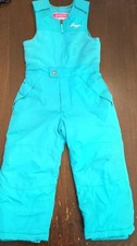 Snozu Kids Snow Bibs Overalls 5 Blue Adjustable Straps Zip Front Pockets Skiing
