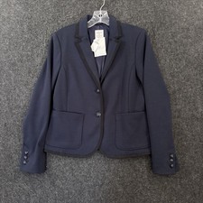 Gap Academy Blazer Jacket Women's 2 Navy Ponte Stretch Two Button Lined Preppy