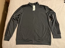NEW ADIDAS MEN'S ESSENTIALS 3 STRIPES TRICOT TRACK JACKET SIZE LARGE  H46103