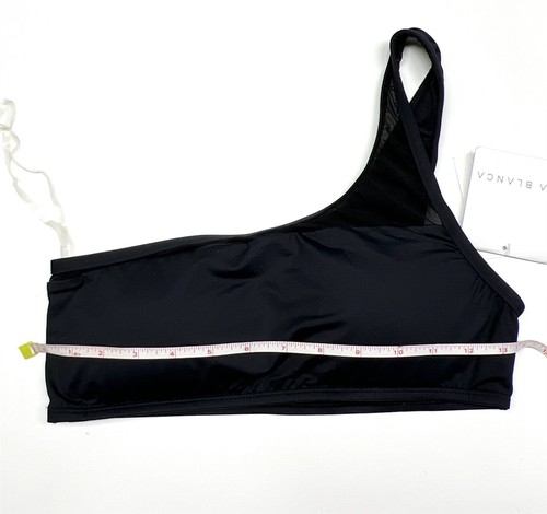 La Blanca One Shoulder Swimsuit Bikini Top Black NWT $79 Size 10 - Picture 4 of 8