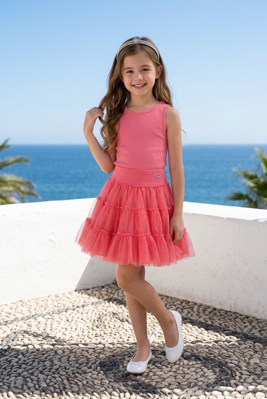 Naartjie Kids Pink Tiered Tulle Tutu Skirt Size 8 Years EUC
