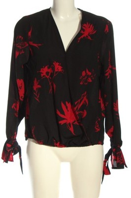 AMISU Langarm-Bluse Damen Bluse Gr. DE 38 schwarz-rot Casual-Look