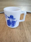 Hopalong Cassidy Blue Milk Glass 3" Tall Mug Cup  Vintage