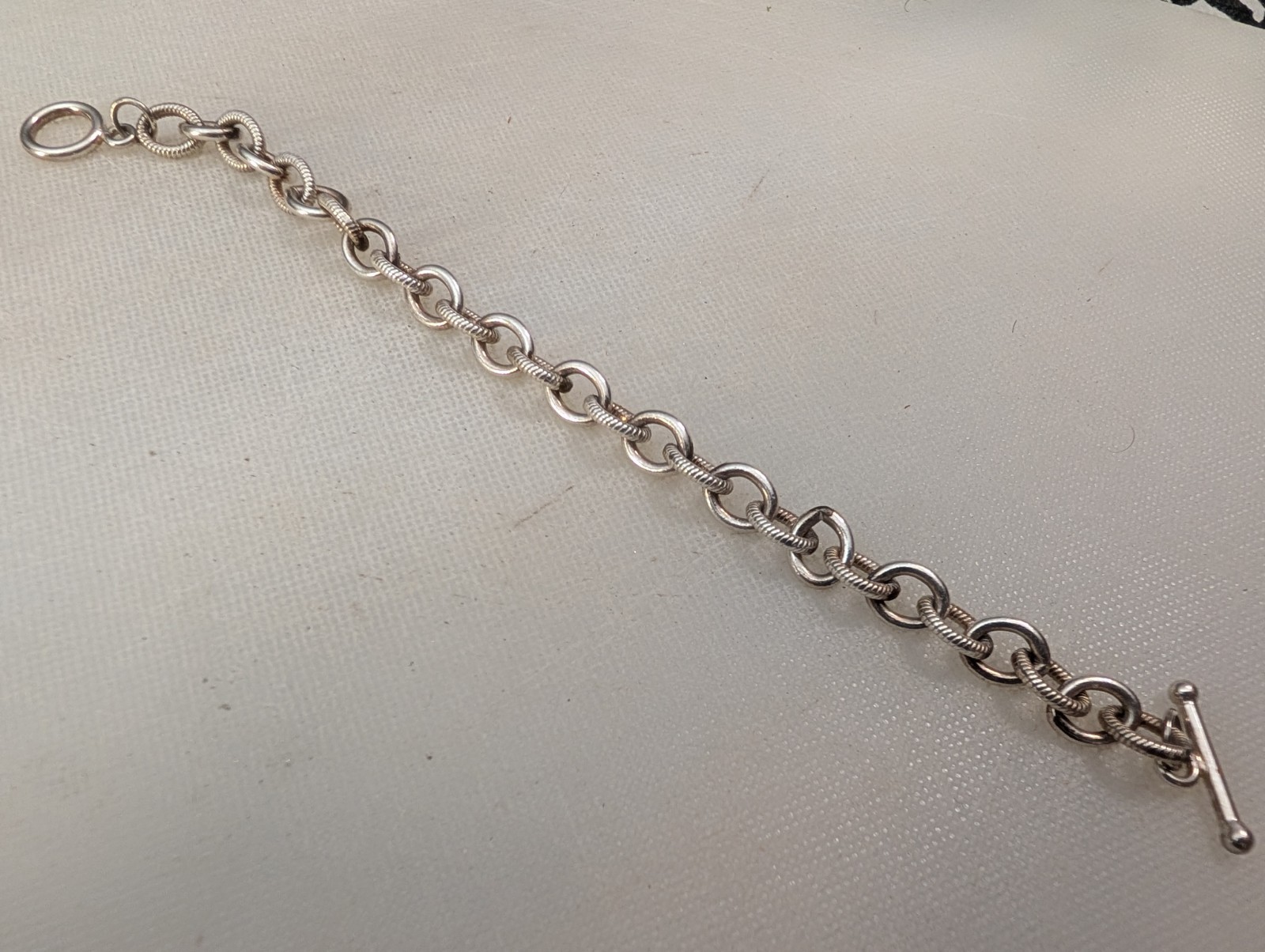 Solid .925 Sterling Silver Toggle Bracelet – Text… - image 2