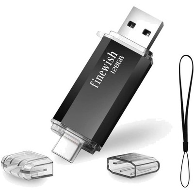 USB Stick 128GB, USB 2.0, Type C, OTG, Flash Drive, Tragbar, Schwarz, MacBook...