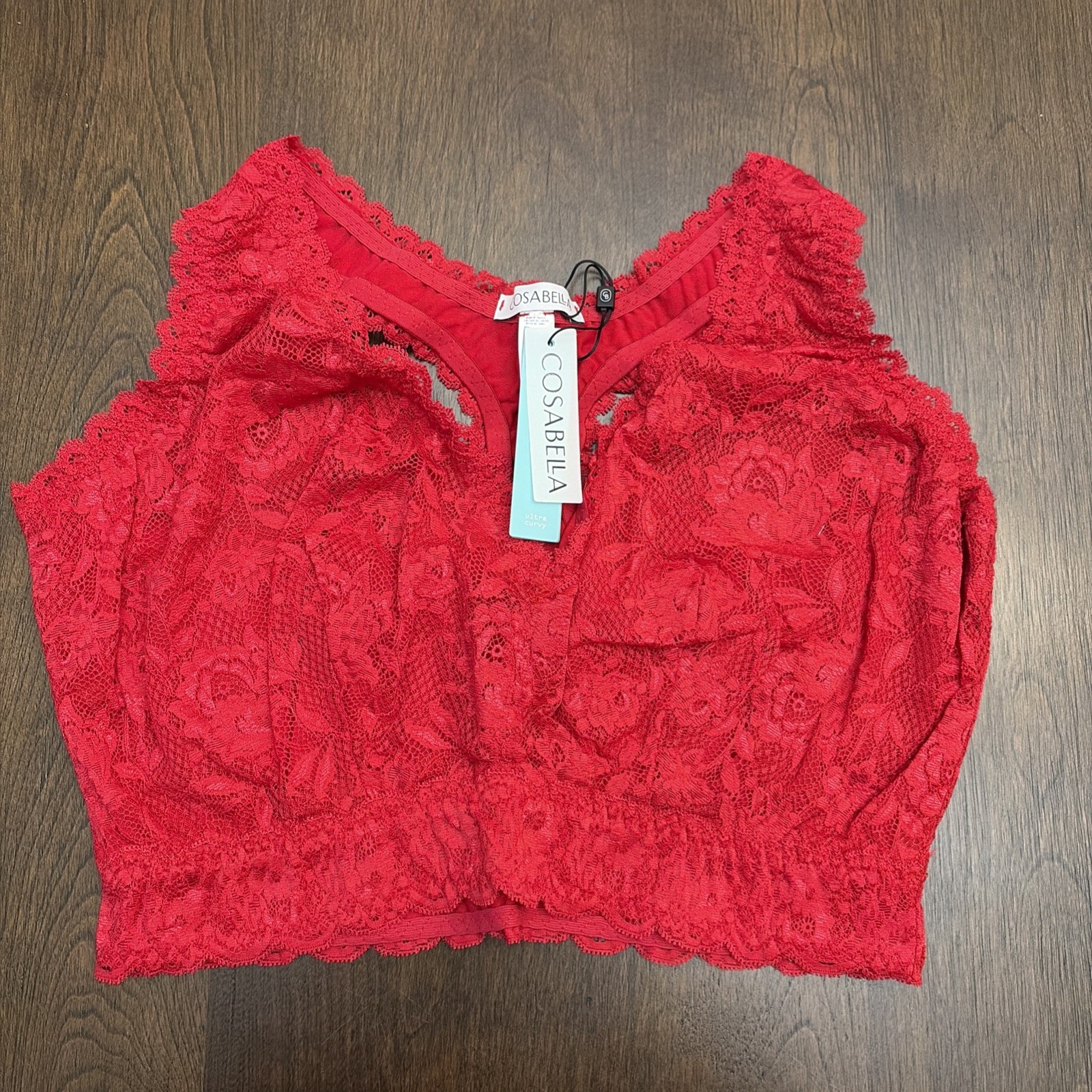 COSABELLA Never Say Never Lace Racie Racerback Red Bralette Bra Women Size M