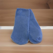 VTG Socks 80's Fuzzy Feet 70s Blue Ankle Cut Acrylic Blend Size 9-11 USA.