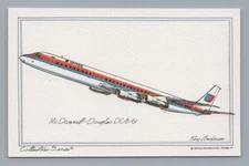 United Airlines Douglas DC-8 Illustration Airline Issue Postcard Airplane