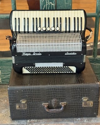 Vintage Stradella Maga Ercole 120 Bass Piano Accordion With Case Black