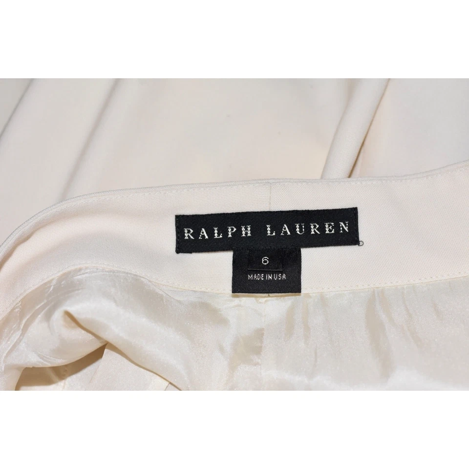 Calça Ralph Lauren Black Label lã marfim Palazzo perna larga tamanho 6 EUA - Imagem 2 de 4
