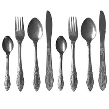 8 Pc Stainless Steel Cutlery Eating Utensil Flatware Forks Spoons Knives Kitchen