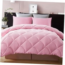 Lightweight Comforter Set with 2 Pillow Sham - 3 Pieces Set - Queen Pink