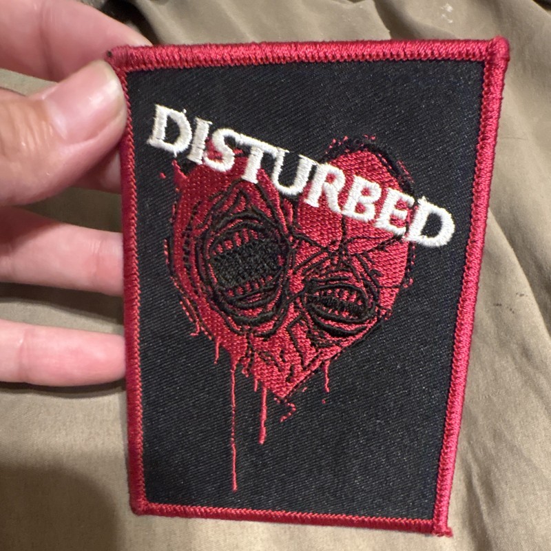 Vintage 2005 Disturbed Embroidered Patch Red/Black Heart Design Rock & Pop