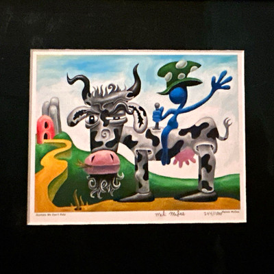 Melvin McGee Around the Dairy Path Signed Numbered Framed Litho 2000 8x10