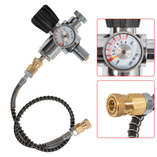High Pressure PCP Paintball Fill Station Air Tank Valve Regulator + Hose 4500PSI