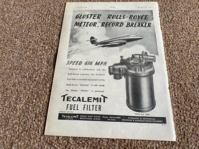 FABK19 WERBUNG 11X8 GLOSTER ROLLS-ROYCE METEOR TECALMIT KRAFTSTOFFFILTER