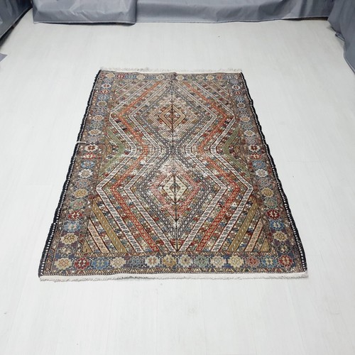 Tappeto Sumak di Seta Caucasico 4x6 piedi Tappeto di Qualità Fine Seta Sumak Kilim Tappeto - Foto 9 di 9