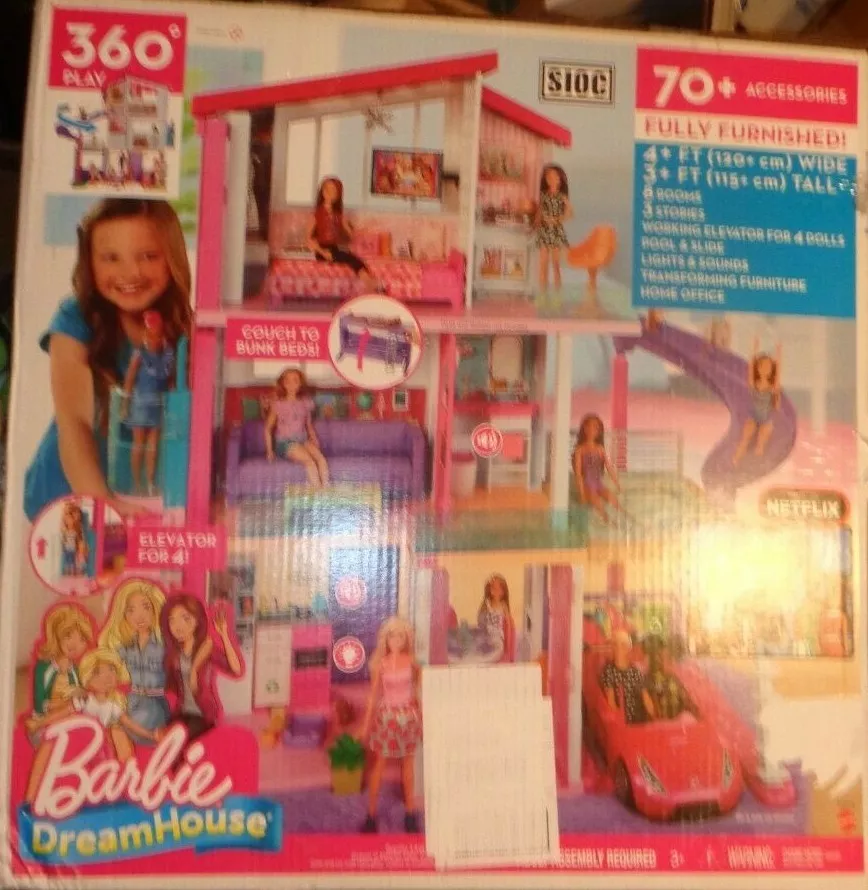  Barbie DreamHouse Dollhouse with 70+ Accessories, Working  Elevator & Slide, Transforming Furniture, Lights & Sounds (  Exclusive) : Toys & Games