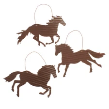 Kurt Adler Set Of 3 Metal Corrugated Horse Christmas Ornaments