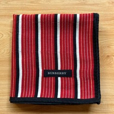 VINTAGE HANDKERCHIEF MEN'S ART RED STRIPED LINE POCKET SQUARE COTTON 19" A1060