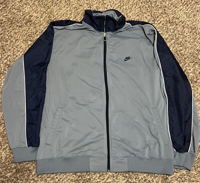 Vintage Nike Full Zip Track Jacket Mens Size XL Gray Navy Blue