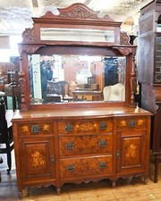 Edwardian Art Nouveau Sideboard Dresser Walnut Inlay 1910