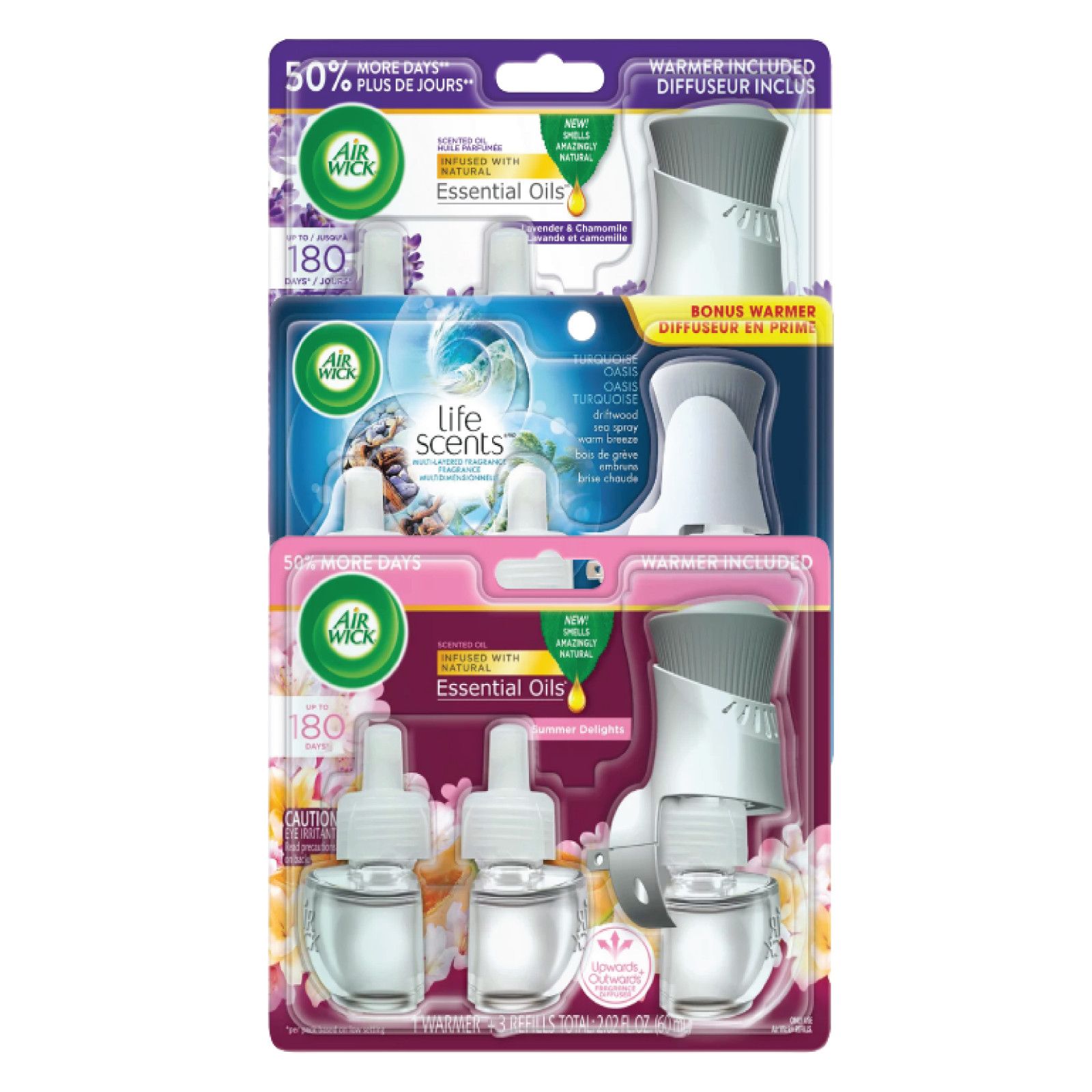 Различные эфирные масла Air Wick | 3 заправки + 1 грелка | 2,02 унции | Смешивайте и сочетайте по вкусу
