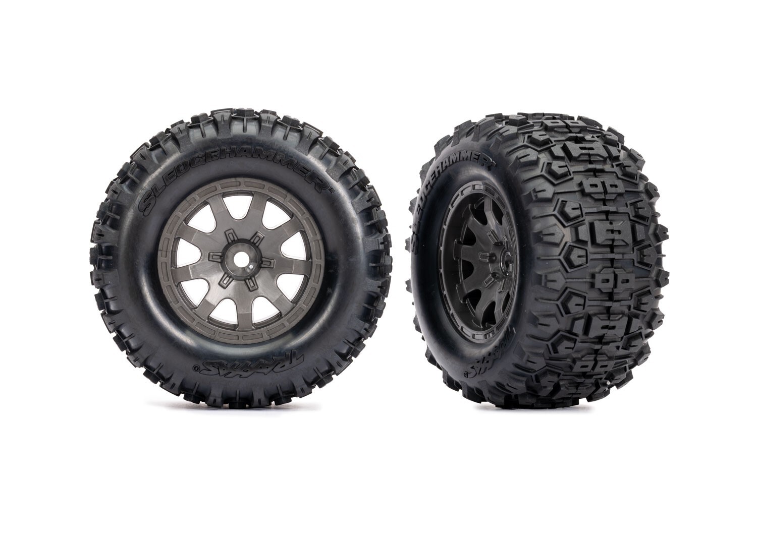 Tire and Wheel Gray Wheel Sledgehammer TIRES (2) Traxxas Mini Maxx TRA10771GRAY