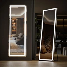 Floor Mirror with LED Light 64" x 21" Full Length Hanging Wall Mounted Mirror